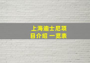 上海迪士尼项目介绍 一览表